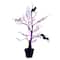 2ft. Pre-Lit Artificial Halloween Black Spooky Twig Tree with Bats and 40 Orange & Purple LED Lights